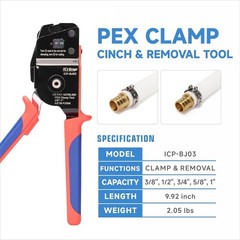 ICP-BJ03 PEX Clamp Tool for Cinch and Removal of 3/8-in, 1/2-in, 3/4-in and 1&hellip;