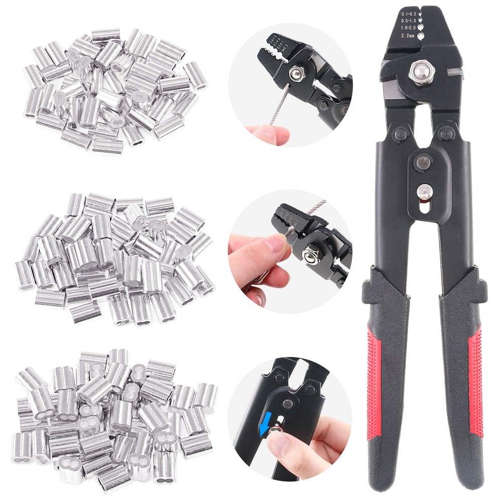 Glarks Up To 2.2mm Wire Rope Crimping Tool 1.2mm, 1.5mm, 2mm, Red;black