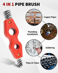 4-In-1 Copper Pipe Cleaner, Fits 1/2&Prime;, 5/8&Prime;, 3/4&Prime; & 7/8&Prime; Pipes, Stainless Steel