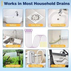 35Inch Metal Drain Snake Hair Clog Remover, Reusable Sink Snake Drain Hair Re&hellip;