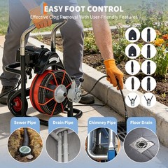 GRAVEE 100 FT x 3/8 Inch Auto Feed Drain Cleaner Machine Electric 450W Auger