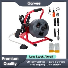 Professional 50ft Manual Drain Cleaner Machine &ndash; for 3/4&Prime; to 3&Prime; Pipes, 6 Cutters