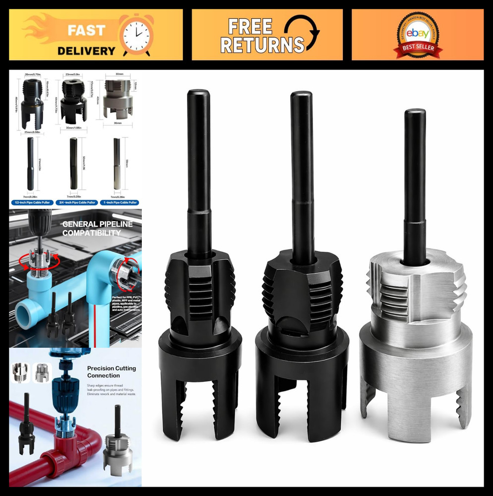 3Pcs PVC Pipe Threader Tool Set &ndash; Dual-Function Internal & External Cutting Kit