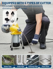 GQ-75-1 500W 400RPM Electric Drain Cleaning Machine &ndash; Auto-Feed Sewer Snake Auge