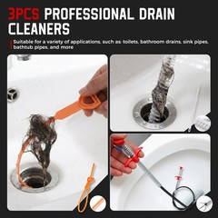 6-in-1 Drain Auger Kit, 33FT Plumbing Snake with Drill Adapter, Hair Remover & T