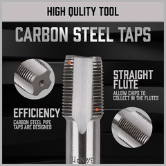 6 Piece NPT Taper Pipe Tap Set Carbon Steel Thread 1/8&Prime; 1/4&Prime; 3/8&Prime; 1/2&Prime; 3/4&Prime; 1&Prime;