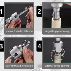 4 In 1 PVC Pipe Threader Cutting Tool Wrench Kit Integrated Internal Repair