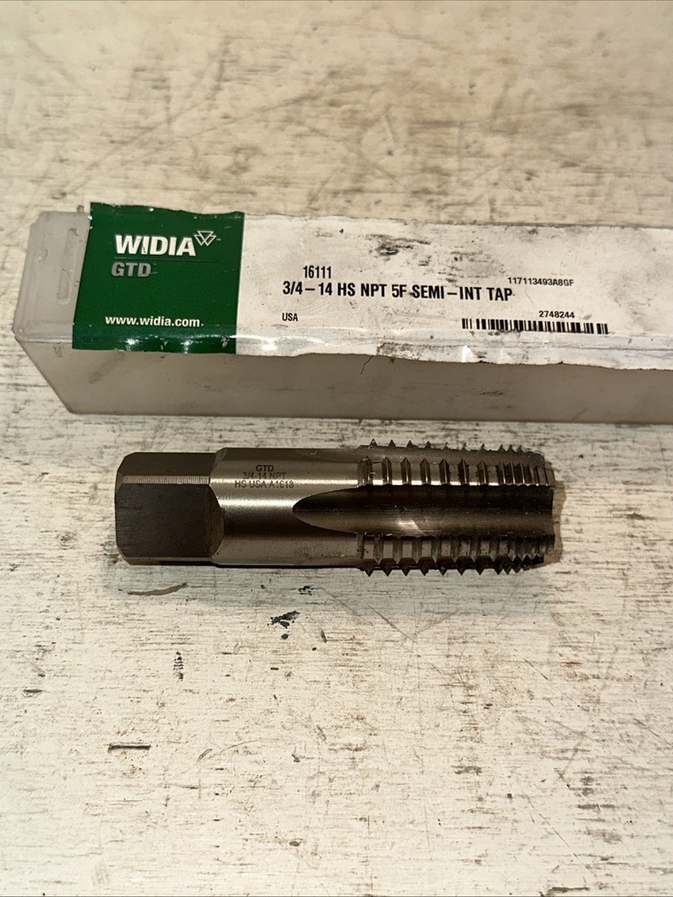 New WIDIA GTD 3/4&rdquo;-14 HS NPT 5F SEMI-INT 16111 Pipe/Conduit Thread Tap NOS