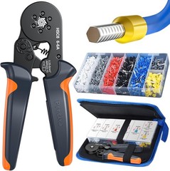 Preciva Crimping Tool Kit for Ferrules, 1900PCS Wire Connectors, Self-Adjustable