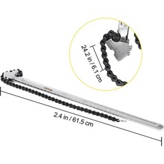 VEVOR 24&Prime; Chain Wrench Steel Straight Handle Tool 22&Prime; Chain 6.7&Prime; Capacity