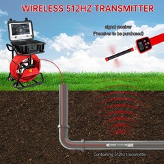 Sewer Camera Self-leveling+512HZ Sonde Endoscope 9Inch HD Screen 16GB DVR (40M)