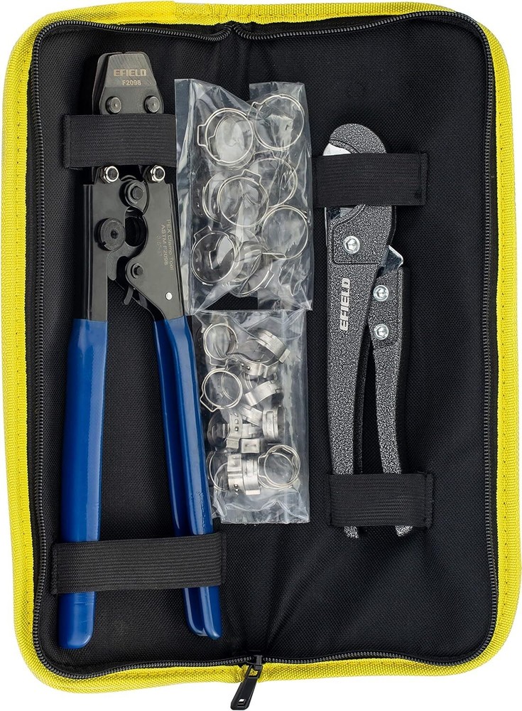 EFIELD Pex Cinch Clamp Crimping Tool &Cutter 20 1/2&Prime; and 10 Pcs 3/4&Prime; Clamp Rings