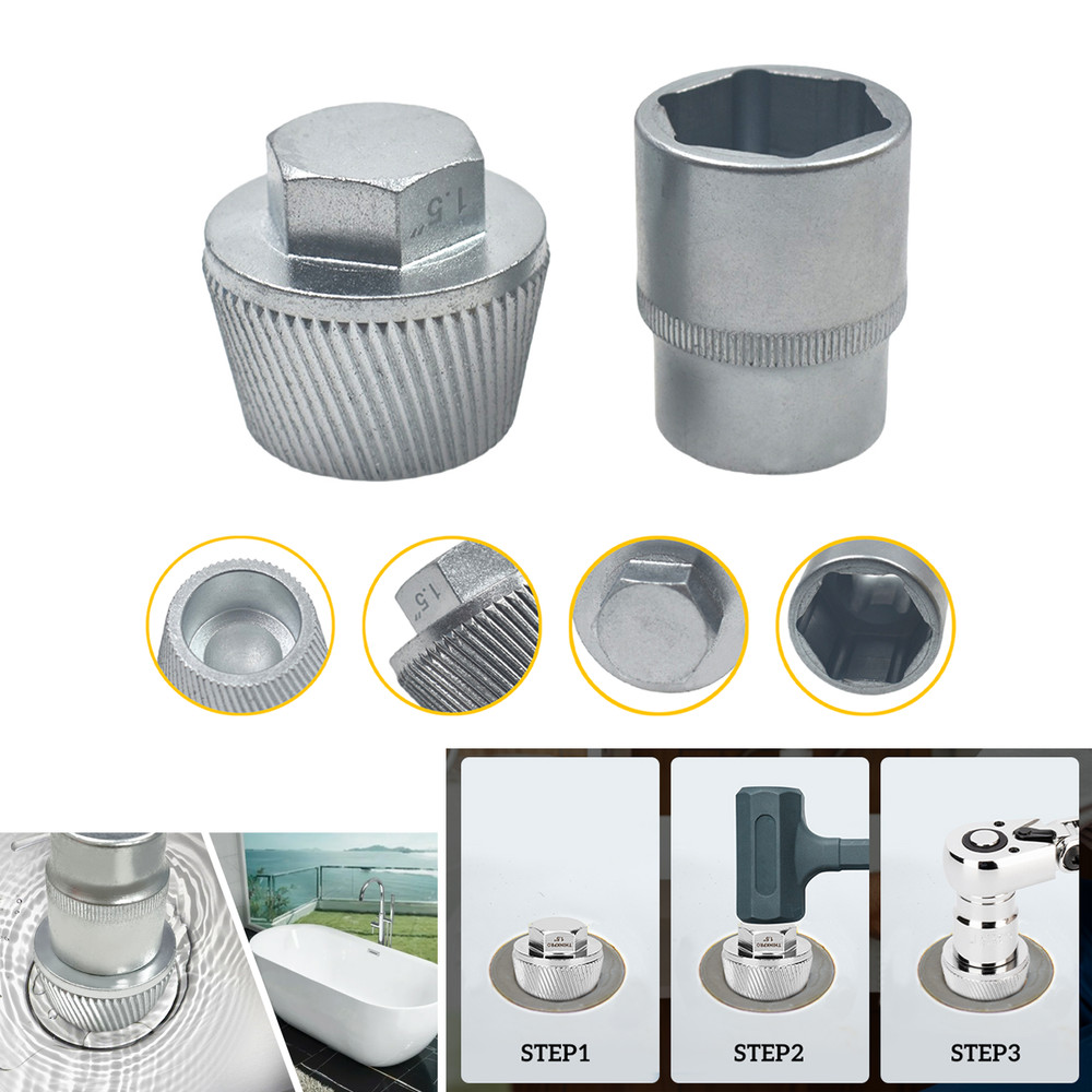 1.5&rdquo; Tub Drain Extractor with 1&rdquo; Socket Bathtub Remover Strong Grab Plumbing