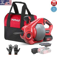 Cordless Electric Drain Auger 25Ft Auto Feed Plumbing Snake Tool 20V Battery New