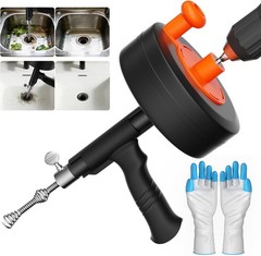 25FT Drill Powered Drain Auger Snake Tool for Fast Unclogging &ndash; Includes Gloves