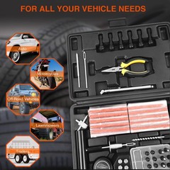 Tire Repair Kit, 102 Pcs Heavy Duty Plug Kit for Car, Universal Black