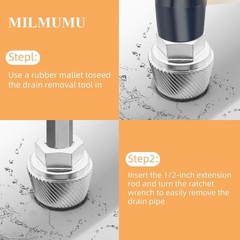 Easy Tub Drain Removal Tool with Ratchet Drive &ndash; 1PACK