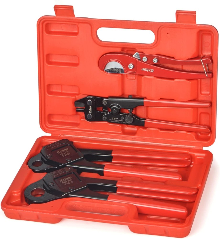 IWS-1807CN PEX Crimping Tool Kit with PEX Crimpers, PEX Tubing Cutter