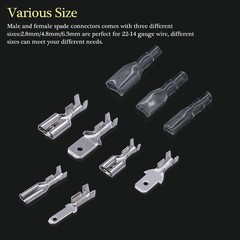 /360Pcs 2.8/4.8/6.3mm Quick Splice Male and Female Wire Spade Connector Crimp Te