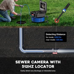 9&Prime; 30M Sewer Camera Pipe Inspection Camera 512HZ Locator Self-Leveling Counter