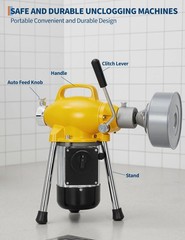 GQ-75-1 500W 400RPM Electric Drain Cleaning Machine &ndash; Auto-Feed Sewer Snake Auge