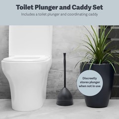 Casabella Toilet Plunger and Hideaway Caddy Combo for (Pack of 1), Black