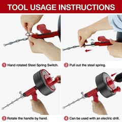 35ft Heavy Duty Drain Snake with Drill Adapter &ndash; Flexible Steel Clog Remover Too