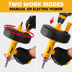 Drain Augers, Clog Remover with Drill Adapter, 25 Feet Heavy Duty Flexible Plumb