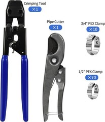 PEX Cinch Clamp Tool Kit, 3/8&Prime; to 1&Prime; PEX Pipe Clamp Cinch Tool with 30 Pcs 1/2&Prime;