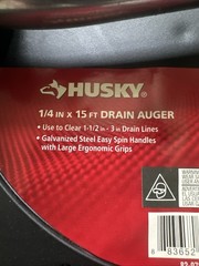 NEW Husky &frac14; in. x 15 ft. Drain Auger Cleaner 1002 494 605