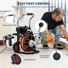 GRAVEE 100 FT x 3/8 Inch Auto Feed Drain Cleaner Machine Electric 450W Auger