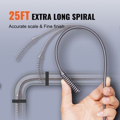 VEVOR 25Ft 1/4&Prime; Plumbing Drain Cleaner Snake Drain Auger Cleaning Clog Remover