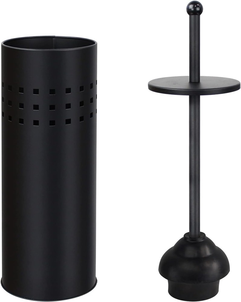 Blue Donuts Toilet Plunger with Holder for Bathroom, Multi Drain Black