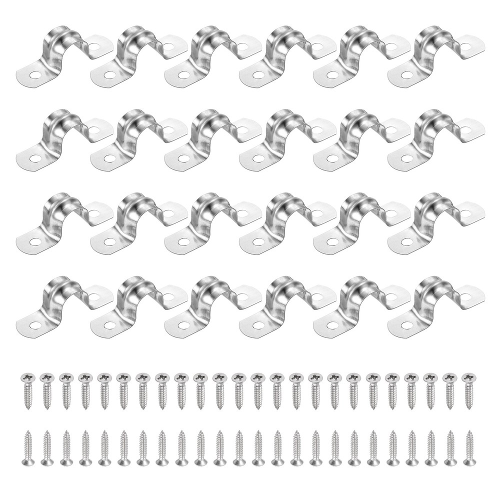 36Pcs 12mm(1/2&Prime;)304 Stainless Steel Rigid Pipe Strap with Screws, Silver
