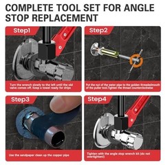 6-Piece Plumbing Tool Set &ndash; Angle Stop Wrench, Compression Sleeve Puller, Sandpa
