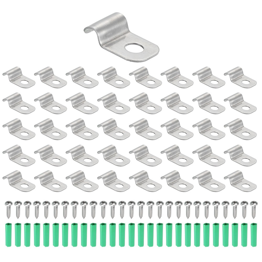 60Pack Stainless Steel Pipe Strap Fit for 5/32in(4mm) Cable U Shape Strap Clamp