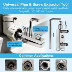 5-Piece Pipe Threading Tool Kit, 1/2&Prime; 3/4&Prime; 1&Prime; Dies, Bolt/Screw Extractor, Steel