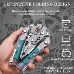 Multifunctional 18-in-1 Folding Wire Stripper Pliers with Voltage Detector & Cri