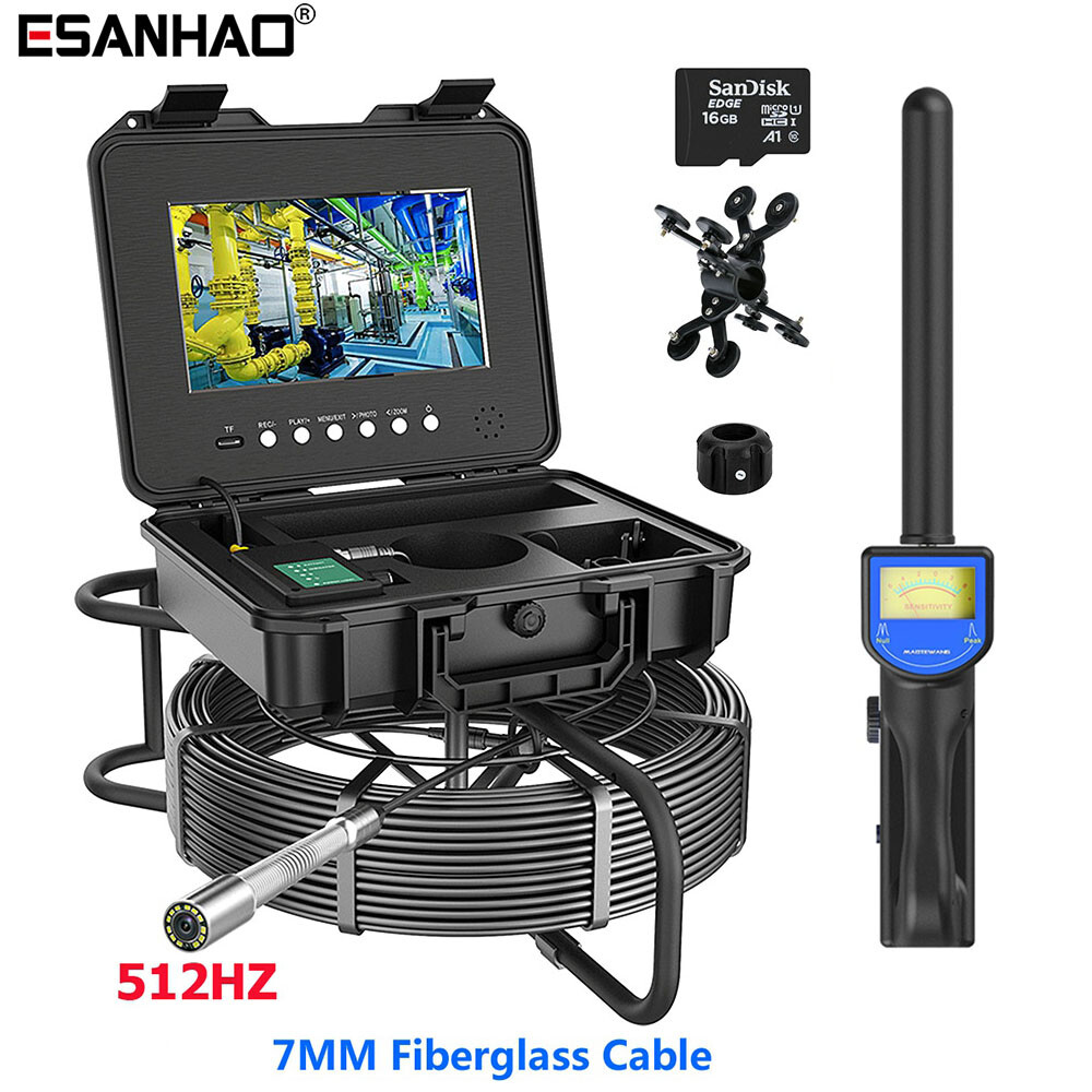 50M Drain Sewer Camera with 512HZ Locator Pipe Inspection Camera 10.1&Prime; Monitor
