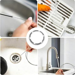 2-in-1 Drain Cleaning Kit &ndash; Flexible Stainless Steel Brush & Spring Auger, 240&Prime;