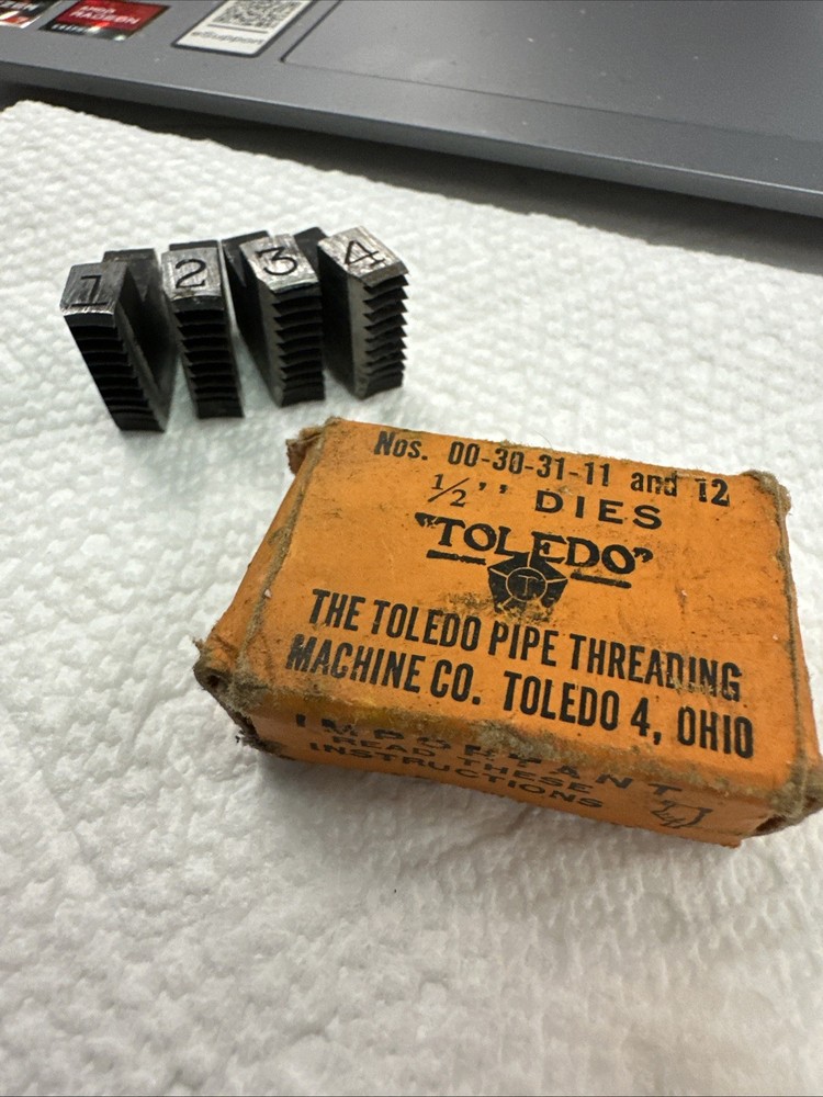 Vintage Toledo Beaver No 00-30-31-11-12. 1/2&rdquo; NPT Pipe Dies Original Box