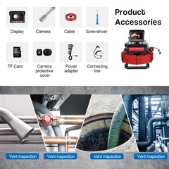 30M Pipe Inspection Video Camera 17mm 1000TVL 4.3inch Monitor 16GB Sewer Camera