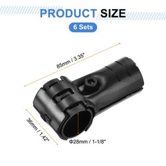 6 Sets Pipe Clamp Connector, 85 x 36mm End Rail Clamps Fit 1.1&Prime; OD, Black