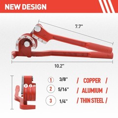 WISSCOOL Tube Bender 3-in-1 Tubing Pipe for Soft 1/4&Prime; 5/16&Prime; 3/8&Prime;, Red