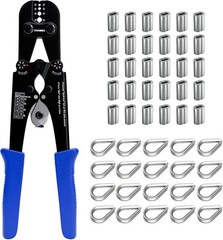 Wire Rope Crimping Tool Kit, Built-in Cutter Swaging Tool, Crimping Loop sleeve