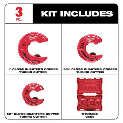 Close Quarters Copper Tubing Cutter Set (3-Piece) with 2-3/8 In. Ratcheting PVC