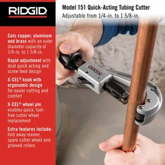 RIDGID 151 Quick Acting Copper Pipe Cutter 1/4 to 1-5/8 in 31632