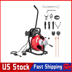 Auto Feed 75 FT x 1/2 In Drain Cleaner Machine 250W Portable Sewer Snake Auger