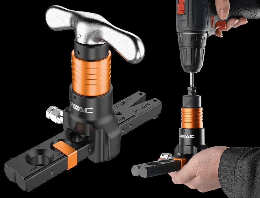 NAVAC NTF67D 3/16&Prime;-3/4&Prime; OD Flaring Tool Hand/Drill-Powered