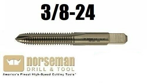 3/8-24 Spiral Point 3FL Plug Tap High Speed Steel BEST BRAND Norseman 60371